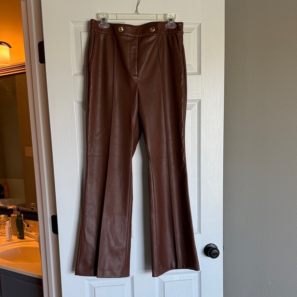 LOFT Pants - Brown Leather Flared Pants